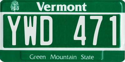 VT license plate YWD471