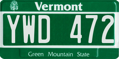 VT license plate YWD472