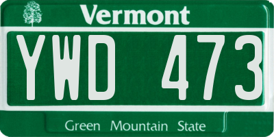 VT license plate YWD473