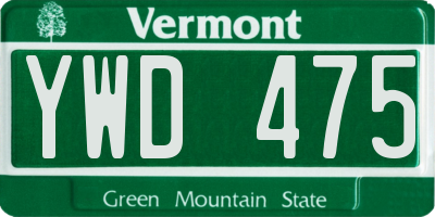 VT license plate YWD475