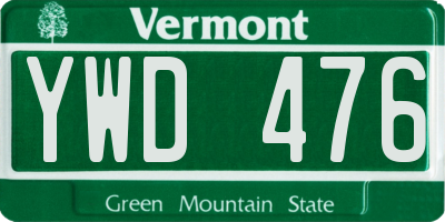 VT license plate YWD476