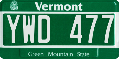 VT license plate YWD477