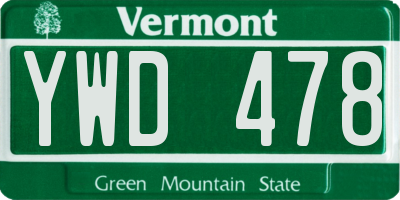 VT license plate YWD478
