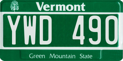 VT license plate YWD490