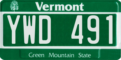 VT license plate YWD491