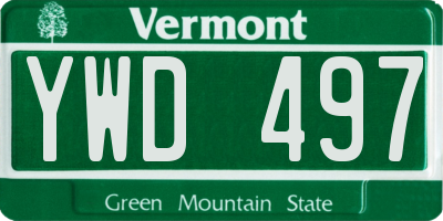 VT license plate YWD497