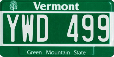 VT license plate YWD499