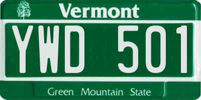 VT license plate YWD501