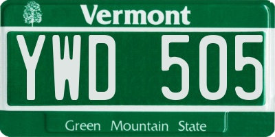 VT license plate YWD505