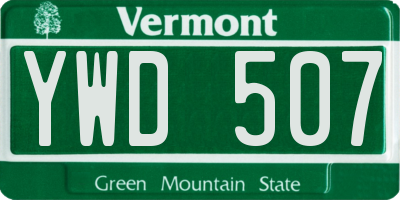 VT license plate YWD507