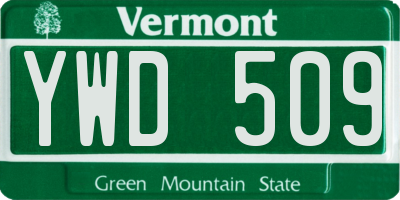 VT license plate YWD509