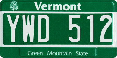 VT license plate YWD512