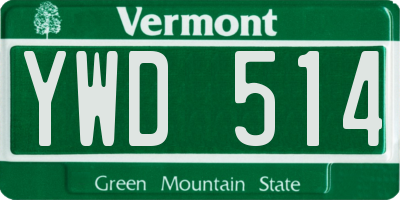 VT license plate YWD514