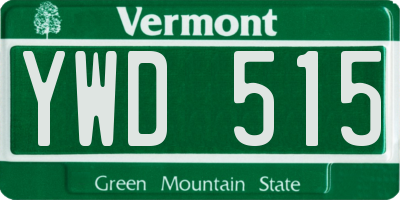 VT license plate YWD515