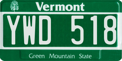 VT license plate YWD518