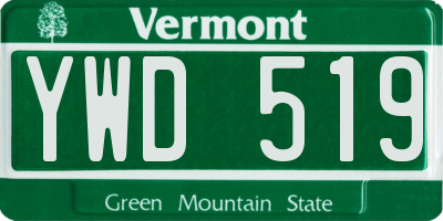 VT license plate YWD519