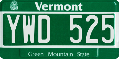 VT license plate YWD525