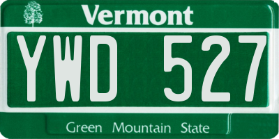 VT license plate YWD527