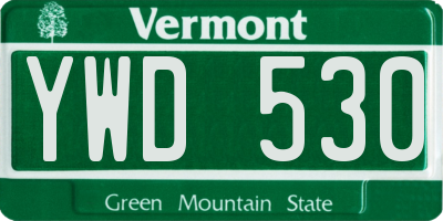VT license plate YWD530