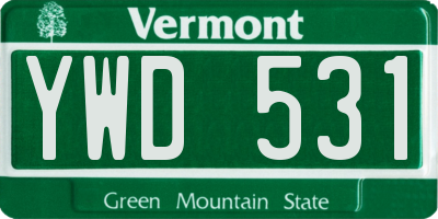 VT license plate YWD531