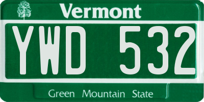 VT license plate YWD532