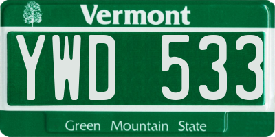 VT license plate YWD533