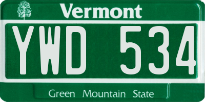 VT license plate YWD534