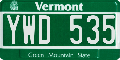 VT license plate YWD535