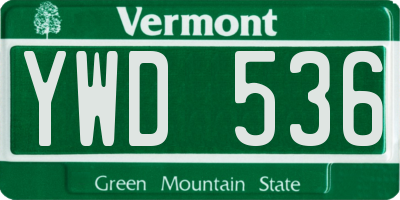 VT license plate YWD536