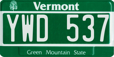 VT license plate YWD537