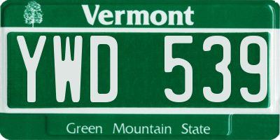 VT license plate YWD539
