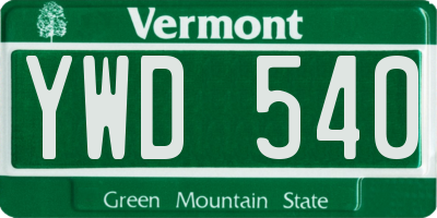 VT license plate YWD540