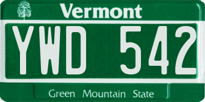 VT license plate YWD542