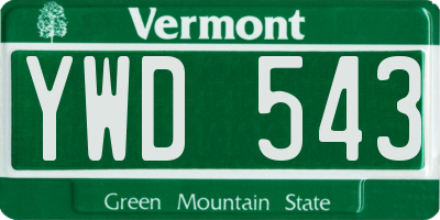 VT license plate YWD543