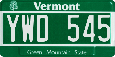 VT license plate YWD545