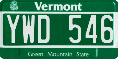 VT license plate YWD546