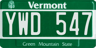 VT license plate YWD547