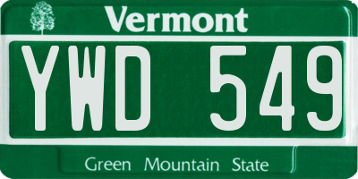VT license plate YWD549
