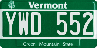 VT license plate YWD552