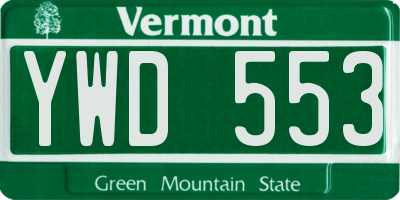 VT license plate YWD553