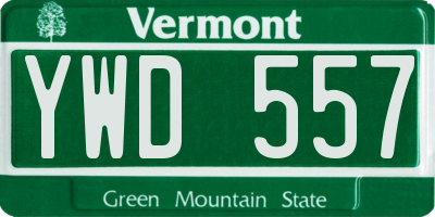 VT license plate YWD557