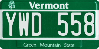 VT license plate YWD558