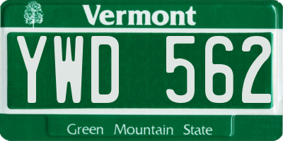 VT license plate YWD562