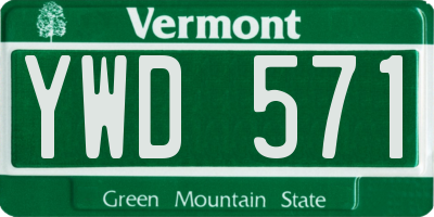 VT license plate YWD571