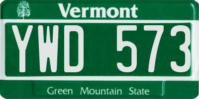 VT license plate YWD573