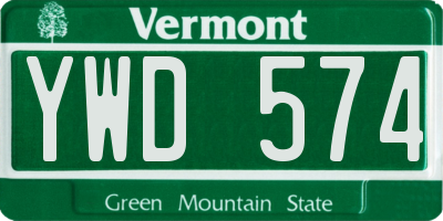 VT license plate YWD574