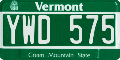 VT license plate YWD575