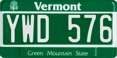 VT license plate YWD576