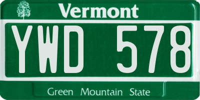 VT license plate YWD578