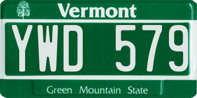 VT license plate YWD579